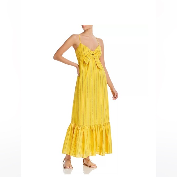 Saylor Eloisa bow front maxi dress yellow size L - Picture 1 of 8
